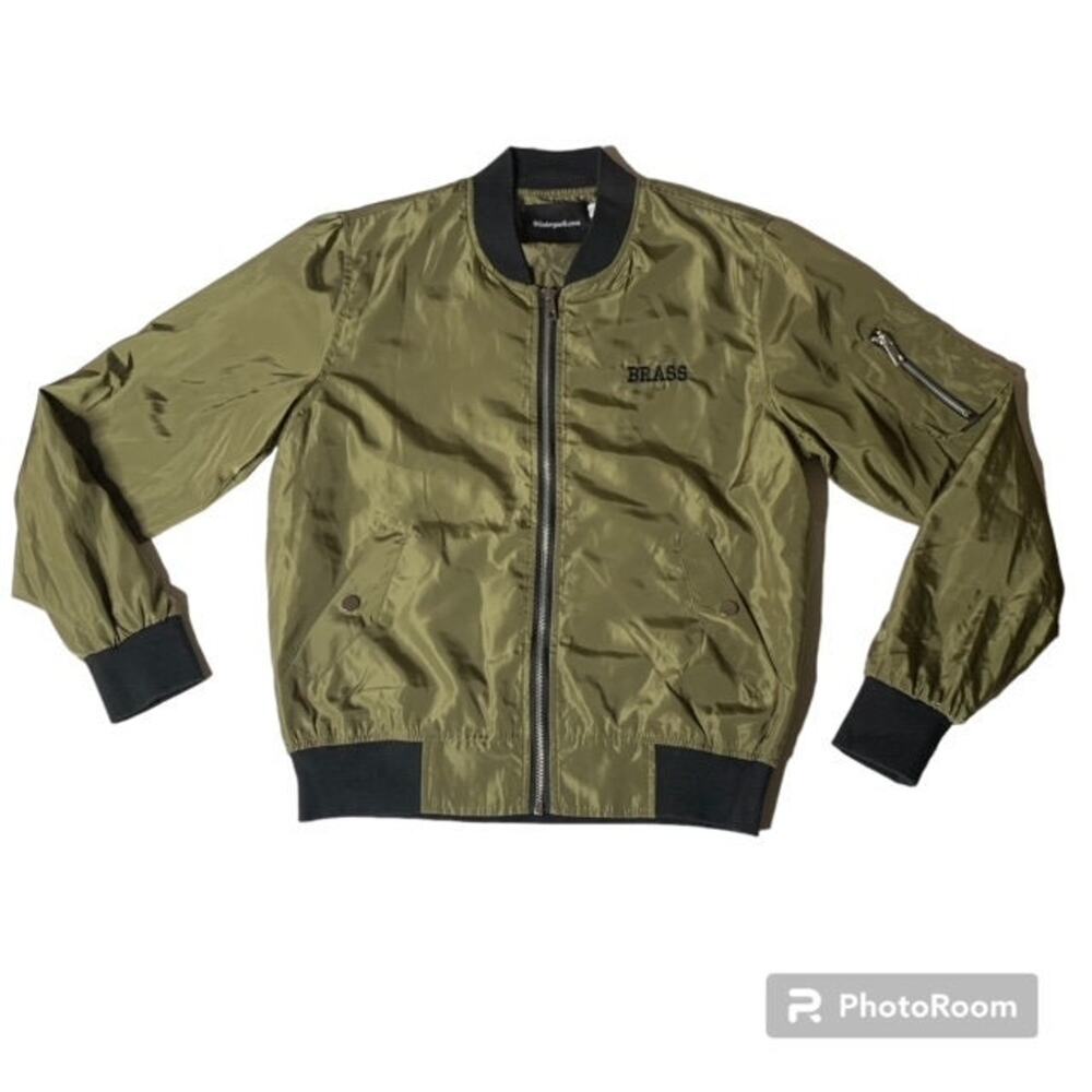 Brass Embroidered Olive Bomber Jacket / Marching Band / WGI / Trumpet/Music/Gift